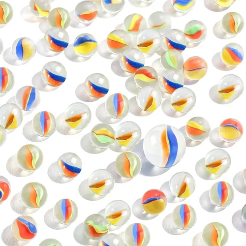 Miniatura 7 de POPLAY Canicas para niños, 115 piezas de canicas de cristal ojo de gato, mezcla de 6 colores con caja de regalo, para juegos de mesa de damas