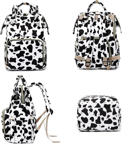 Miniatura 6 de Mochila para pañales de bebé con estampado de vaca para niñas y niños, impermeable, grande, para mamá