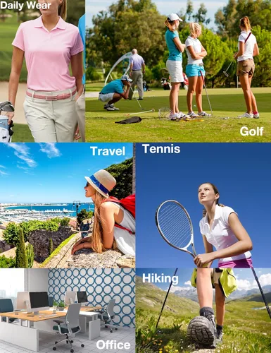 Miniatura 6 de QINGXUN Polo de manga corta con estampado gráfico para mujer, polo de golf que absorbe la humedad