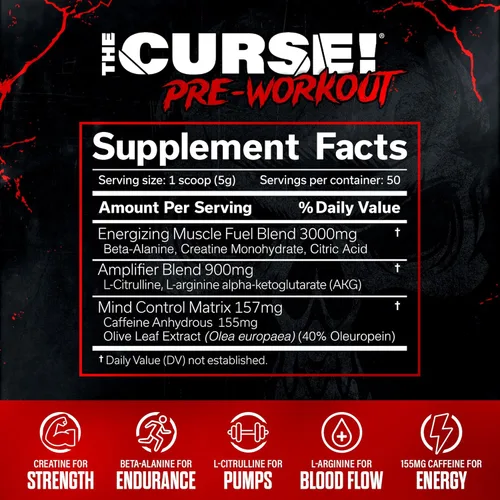 Miniatura 3 de JNX SPORTS The Curse! Polvo de preentrenamiento con sabor a sandía con creatina, preentrenamiento de energía extrema para hombres y mujeres, 30