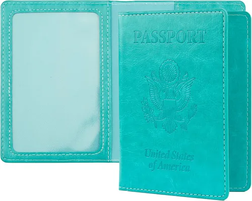 Miniatura 9 de Funda de cuero para pasaporte - Cartera de pasaporte de viaje para mujeres y hombres, artículos esenciales para el aeropuerto con protector, Negro
