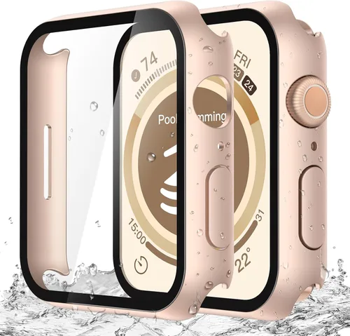Miniatura 12 de Misxi Paquete de 2 fundas impermeables con botón diseñadas para Apple Watch Series 3 Series 2 de 38mm, funda rígida de policarbonato anticaídas