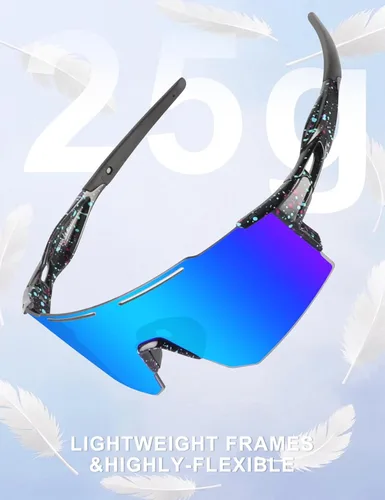 Miniatura 2 de OULAIQI Gafas de sol de ciclismo, polarizadas, para hombres y mujeres, con 1 lente o 3 lentes intercambiables, gafas de béisbol