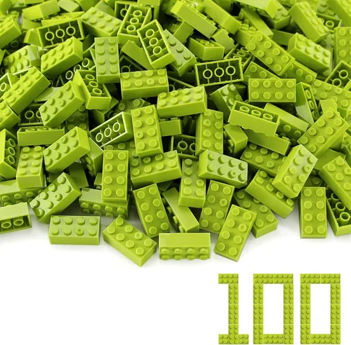Miniatura 41 de Ladrillos de 2 x 4, lima, 320 piezas partes de color verde amarillento, kit de construcción clásico, conjunto de juego creativo, bloques de juguete