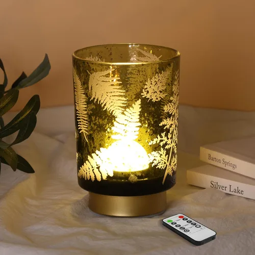 Miniatura 8 de Eywamage Pequeña lámpara de mesa con pilas con control remoto, lámpara de cristal inalámbrica de ciervo del bosque para dormitorio, sala de estar