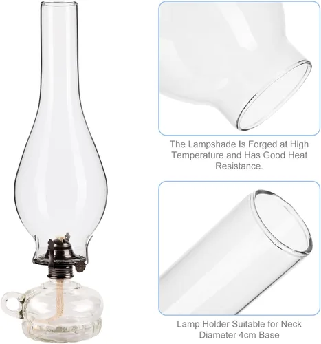 Miniatura 5 de Luxshiny Pantalla de lámpara de aceite de repuesto para chimenea de vidrio transparente, 9.64 x 1.96 x 1.96 pulgadas, resistente al viento, cubierta
