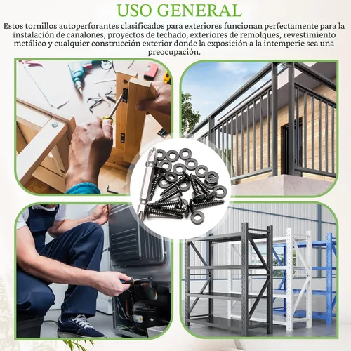 Miniatura 6 de mxuteuk 230 tornillos autorroscantes #8 para metal, 410 tornillos autoperforantes de acero inoxidable, tornillos de chapa de cabeza de truss de 1/2