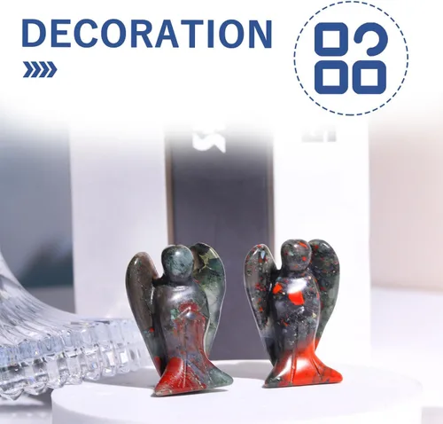 Miniatura 4 de QINJIEJIE Cristales de Piedra de Sangre Africana Decoración de Ángel Estatua de la Paz Piedra Ángel Guardián Sanador Gemas Talladas a Mano Lindas