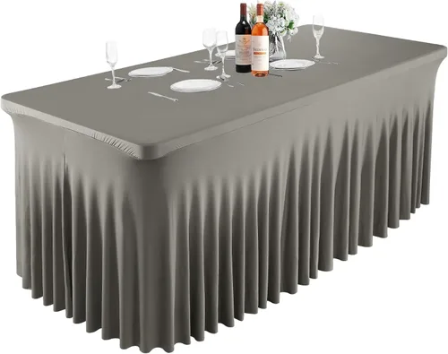 Miniatura 19 de PARTISKY - Mantel de elastano negro para mesas rectangulares de 4 pies, cubierta de mesa elástica para mesas plegables, bodas, fiestas, banquetes
