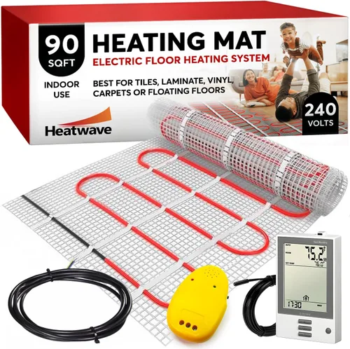 Miniatura 9 de Heatwave Sistema eléctrico de suelo calefactable de 10 pies cuadrados 120 V 1 Amp 120 W Sistema de calefacción eléctrica por suelo radiante