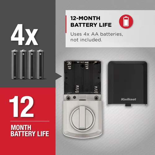Miniatura 6 de Kwikset SmartCode 260 Cerradura Electrónica de Entrada sin Llave con Teclado y Pestillo de Seguridad, con Auto-Bloqueo, Códigos de Usuario Níquel