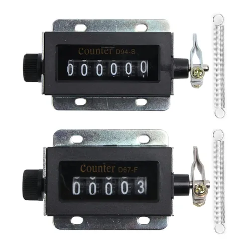 Paquete de 2 contadores mecánicos, 0-99999 Manual de 5 dígitos y 0-999999 Kit de contador manual de 6 dígitos, contador de tracción reiniciable,