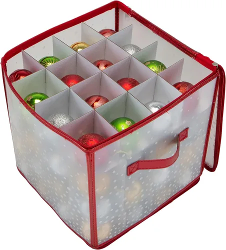 Miniatura 12 de Simplify Organizador de adornos de 27 unidades Dorado Capacidad para 27 adornos Almacenamiento de Navidad Peso ligero Dimensiones: 12.2 x
