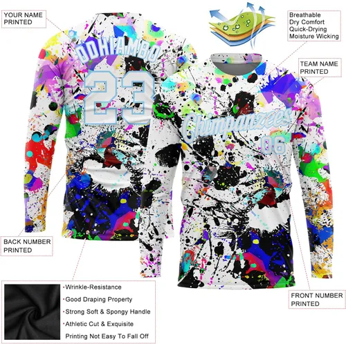 Miniatura 45 de Camisetas de manga larga para hombre, diseño de hip hop, estampado gráfico, informal, manga larga, graffiti, teñido anudado, camiseta