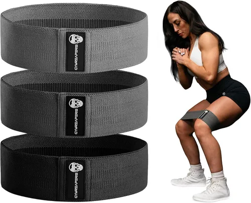 Bandas de cadera para entrenamientos de glúteos | Juego de bandas de tela antideslizante con 3 niveles - Bandas de resistencia para piernas y cadera