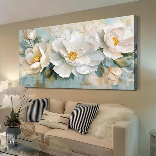 Miniatura 10 de Enartly Arte de pared de paisaje grande para sala de estar y dormitorio, decoración de pared de abedul blanco, lienzo de bosque verde, pintura