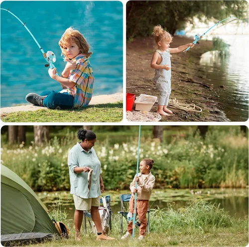 Miniatura 6 de WIDDEN Caña de Pescar para Niños, Cañas de Pescar Telescópicas Portátiles para Niños y Niñas, Kit Combinado de Caña de Pescar y Carrete con Caja