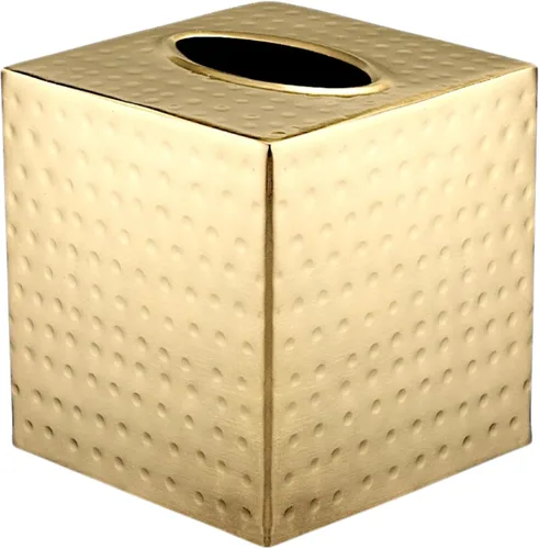 Miniatura 11 de Caja de pañuelos Monarch Abode Cuadrada – Caja de soporte de pañuelos de metal de peltre martillado a mano para accesorio de baño, cubo decorativo