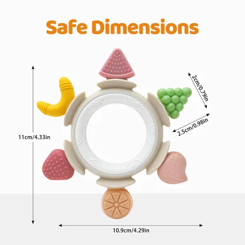 Miniatura 2 de Anillo de dentición para bebés de 3 a 6 a 12 meses, mordedor de silicona para aliviar el dolor de encías, juguete sensorial calmante para masticar
