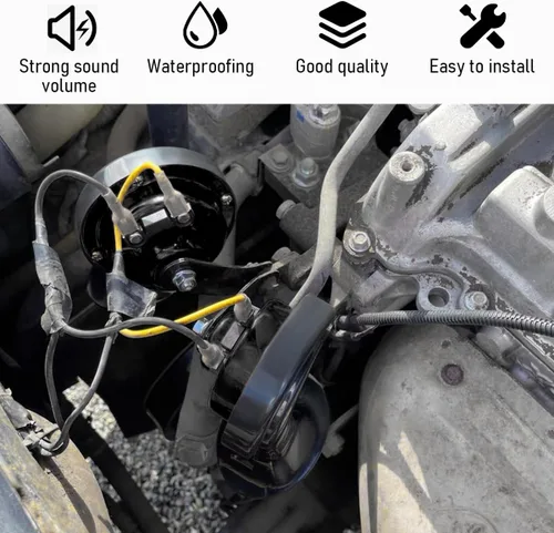 Miniatura 6 de Yourkar - Bocina de coche fuerte, 12V impermeable, bocina eléctrica de caracol de 303DB, tono alto, reemplaza para coches, SUV, camiones