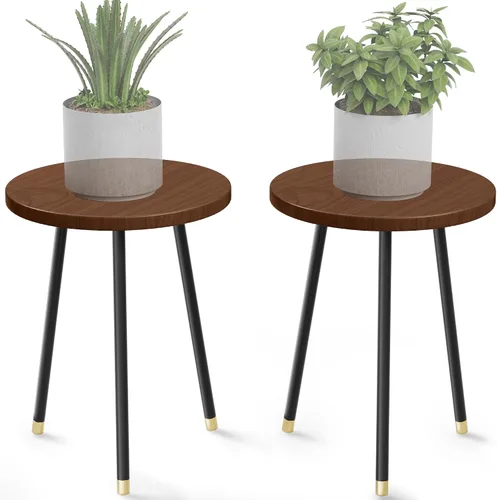 Miniatura 23 de Soporte alto para plantas de interior: soporte de esquina de madera para plantas, paquete de 2 unidades, decoración moderna de mediados de siglo