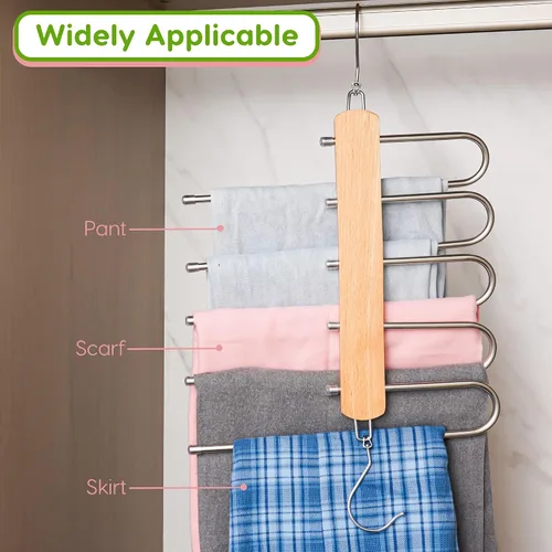 Miniatura 6 de Paquete de 2 perchas mágicas para pantalones, organizador de armario colgante que ahorra espacio para pantalones, jeans, leggings, faldas, bufandas