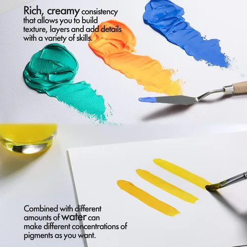 Miniatura 3 de ARTIFY - Juego de pintura acrílica de 24 colores, 24 colores con 15 pinceles sintéticos, incluye esponja, paleta y cuchillo para principiantes