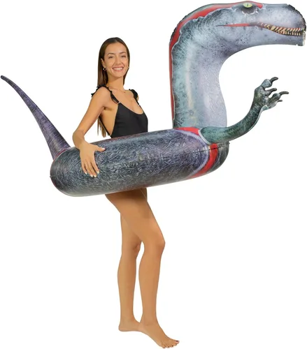 PoolCandy Inflatable 42" inch Animal Pool Tubes and Swim Rings Velociraptor dinosaurio inflable 42" pulgadas piscina tubo