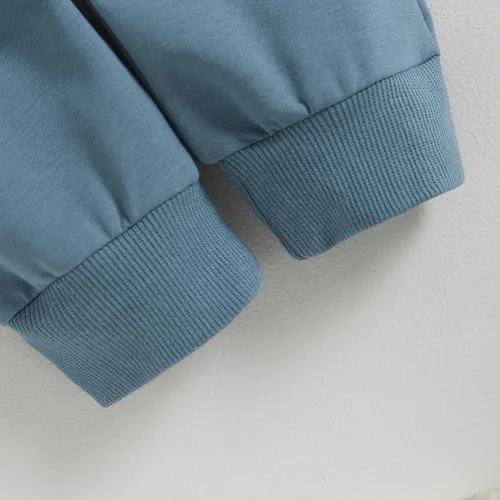 Miniatura 78 de Conjunto de ropa de otoño e invierno para bebé niño pequeño, sudadera de manga larga con colores contrastantes, pantalones elásticos para recién