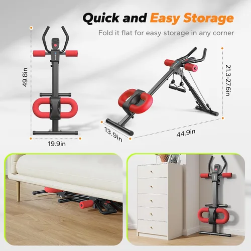 Miniatura 5 de MERACH Máquina de abdominales, equipo de entrenamiento abdominal, máquina de entrenamiento abdominal ajustable para entrenamiento de abdominales