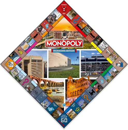 Miniatura 2 de Monopoly Juego de mesa Richmond Edition: 2-6 jugadores Juegos de mesa familiares para niños y adultos, juegos de mesa para niños de 8 años