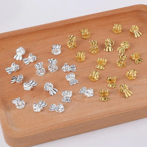 Miniatura 7 de Espalda de aretes para orejas caídas, 8 pares hipoalergénicos para levantadores de aretes para tachuelas, dorso ajustable de oro de 18 quilates