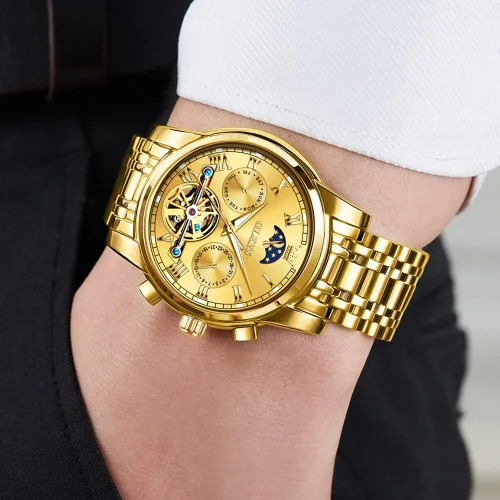 Miniatura 17 de OLEVS Relojes automáticos para hombre, esqueleto mecánico, de lujo, a la moda, reloj de pulsera luminoso impermeable
