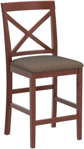 Miniatura 4 de East West Furniture PBS-BRN-C - Taburete de bar de altura para mostrador de pub, sillas de comedor de tela de lino, juego de 2, color marrón