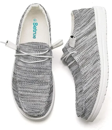 Betrue Zapatos náuticos ligeros para mujer, mocasines casuales para mujer, zapatos de cubierta para mujer, zapatos de lona transpirables para mujer