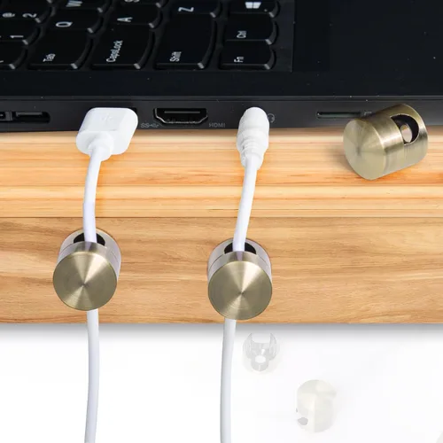 Miniatura 6 de SmallCat 3 juegos de soportes de cargador para cables, soportes de anclaje de cable ajustables de color cobre antiguo, clips de cable de metal