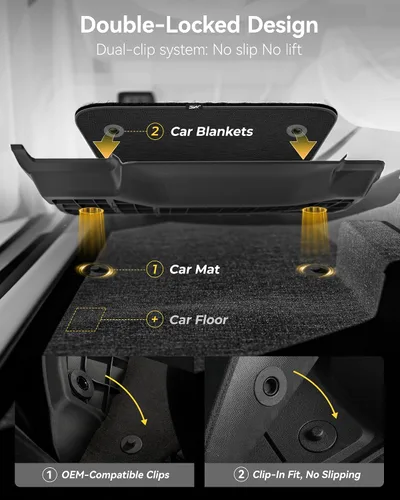 Miniatura 4 de 3W Tapetes para piso y alfombra delantera para Ford F150 / F-150 Lightning SuperCrew Cab 2015-2025, forro para piso TPE todo clima resistente