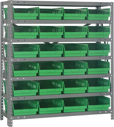 Miniatura 35 de Quantum QSBU-245BK Heavy Duty Shelving Unit with (7) Shelves and (24) QUS245 Black Bins for Garage Warehouse Storage Distribution 400 lb Load