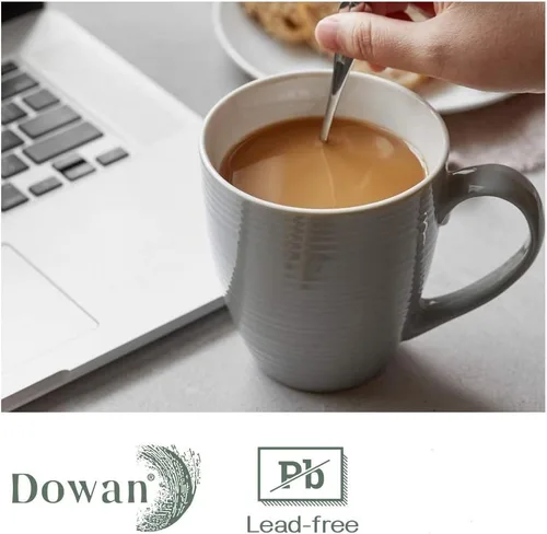 Miniatura 4 de DOWAN Tazas de café, juego de 6 tazas de café de 17 onzas, tazas de té corrugado (gris)