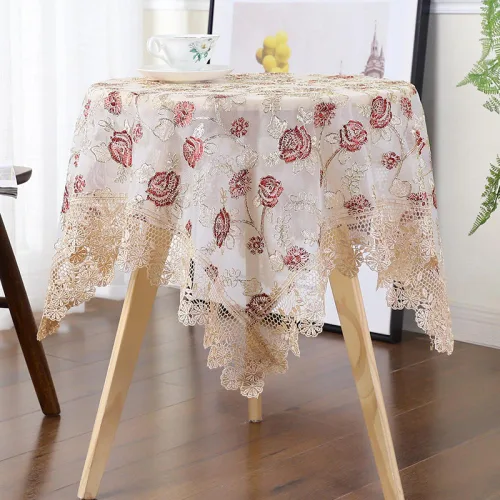 Miniatura 4 de IsolaY Mantel de encaje bordado para el hogar, boda, banquete, fiesta, manteles, muebles, mantel para el hogar, café, rectangular, 59.1 x 118.1 in