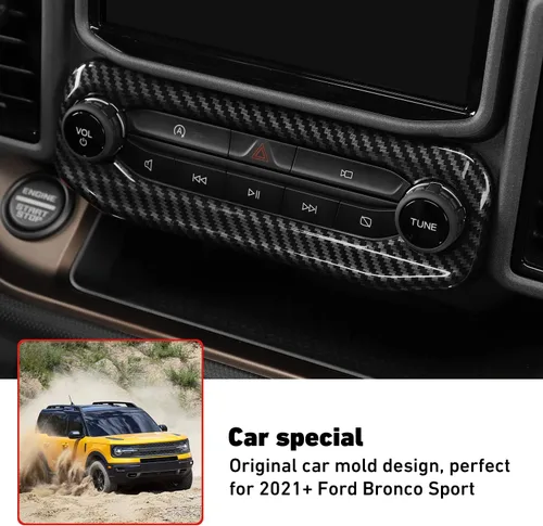Miniatura 4 de Linskip Moldura de unidad de audio compatible con Ford Bronco Sport 2021 2022 2023 2024, cubierta del panel de control de volumen de la consola