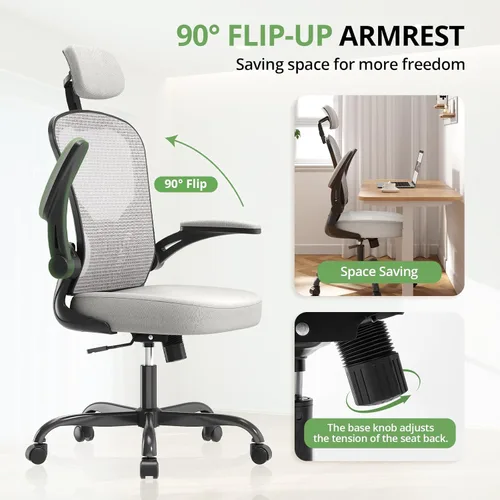 Miniatura 4 de Silla de Oficina Ergonómica para Escritorio, Capacidad de 330 LBS, Silla de Computadora con Respaldo Alto para Largas Horas Cómoda, Silla Ejecutiva