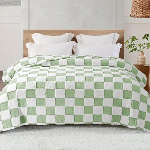 Miniatura 11 de Exclusivo Mezcla - Manta de franela super suave y cálida con diseño de vellón esponjoso, para sofá, cama, con lindo patrón a cuadros, negro, 50" x