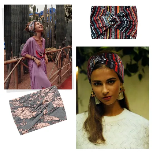 Miniatura 4 de AKTVSHOW Diademas de 7 pulgadas de ancho para mujer, paquete de 10 diademas grandes estilo turbante bohemio a la moda, bandas para el cabello