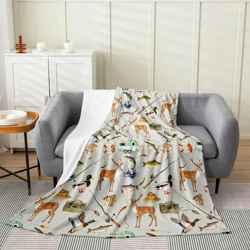 Miniatura 45 de Erosebridal American Flag Blanket 40x50 Army Green Camo Flannel Blanket for Bed Sofa Crib Bear Claw Hunting Theme Bedroom Decor Camoflage Camping