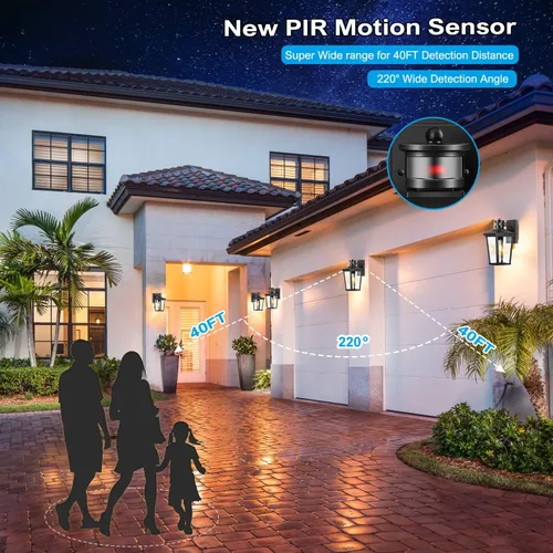 Miniatura 5 de Luces de pared para exteriores con sensor de movimiento, accesorios de aluminio impermeables del atardecer al amanecer para porche, garaje, balcón