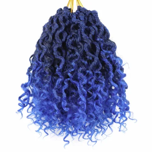 Miniatura 40 de Cabello de Crochet de 8 Pulgadas para Mujeres Negras, 7 Paquetes de Cabello de Crochet Goddess Locs con Puntas Rizadas, Locs Falsos Cortos con Bucle