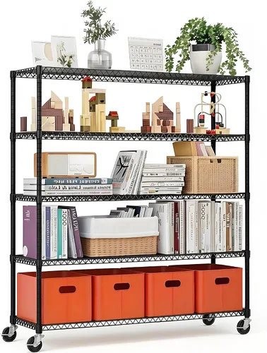 Miniatura 23 de Xcity Estantes de almacenamiento, estantería de metal resistente de 1 nivel, estante de alambre de acero ajustable de 350 libras para comerciales
