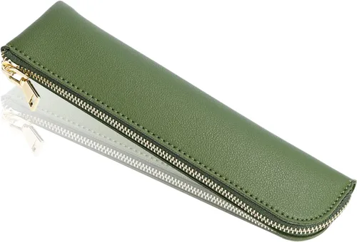 Miniatura 17 de Estuche de lápiz de cuero Sluxa, estuche delgado y suave para bolígrafos, estuche pequeño para lápices para adultos, estuche de lápiz de cuero
