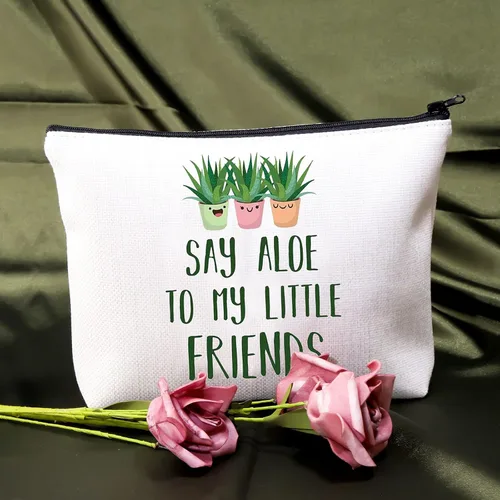 Miniatura 5 de BDPWSS Bolsa de maquillaje para amantes de las plantas, para jardinero, plantas suculentas, plantas locas, regalos para damas, diga aloe a mis
